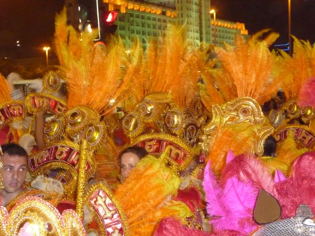 23 Feb 2009<br>Carnaval de Rio. Ce sont les déguisements des écoles de samba. Chaque plume est véritable. Toute une industrie d'élevage d'oie et de canard vit de ça toute l'année.<br>Rio de Janeiro, Brésil