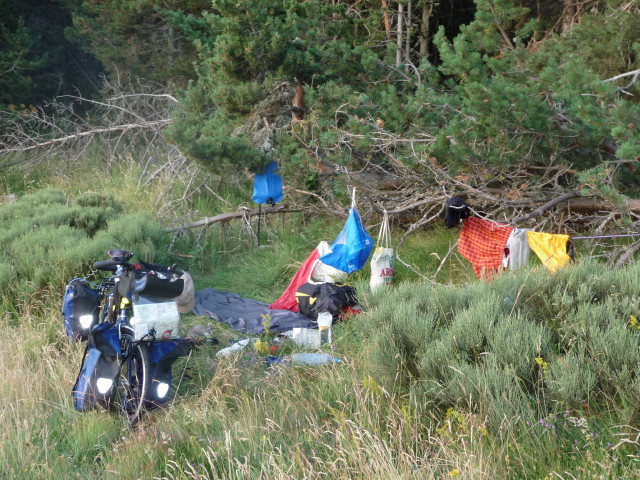 04 Aug 2008<br>Bivouac Pyrenees, close to Font Romeu, following the rise of the titanic pyrenees. The most violent thing in my life, physically. heat burst, 70 kgs of luggage, rush hour for cars, 1400m of vertical drop.