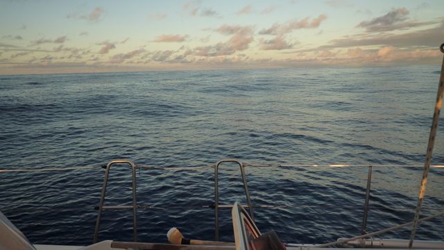 16 May 2010<br>Calm of the ocean. Sailboat Tago Mago, crossing between the Marquesas Islands and Tuamotu