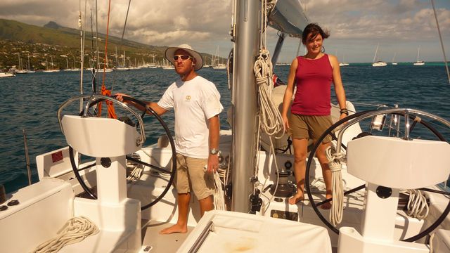 02 Jul 2010<br>Nadège you our captain Toby output of the lagoon Papeete.Voilier Lady K, crossing Pacific between Tahiti and Makemo, Tuamotu